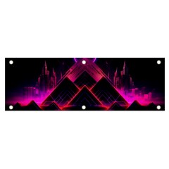 Synthwave City Retrowave Wave Banner And Sign 6  X 2  by Bangk1t