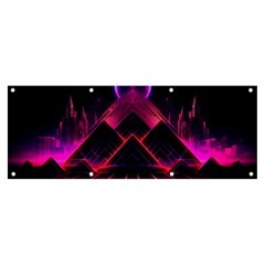 Synthwave City Retrowave Wave Banner And Sign 8  X 3  by Bangk1t