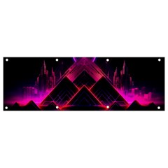 Synthwave City Retrowave Wave Banner And Sign 9  X 3  by Bangk1t