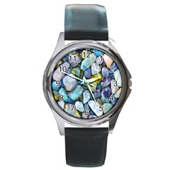 Stones Gems Multi Colored Rocks Round Metal Watch by Bangk1t