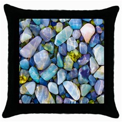 Stones Gems Multi Colored Rocks Throw Pillow Case (black) by Bangk1t