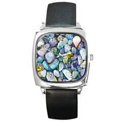 Stones Gems Multi Colored Rocks Square Metal Watch by Bangk1t