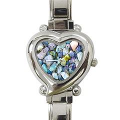 Stones Gems Multi Colored Rocks Heart Italian Charm Watch by Bangk1t