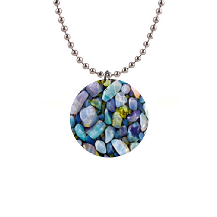 Stones Gems Multi Colored Rocks 1  Button Necklace