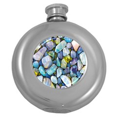 Stones Gems Multi Colored Rocks Round Hip Flask (5 Oz)