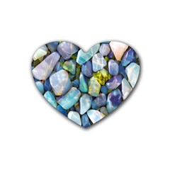 Stones Gems Multi Colored Rocks Rubber Coaster (heart) by Bangk1t