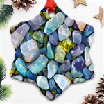 Stones Gems Multi Colored Rocks Snowflake Ornament (Two Sides) Back