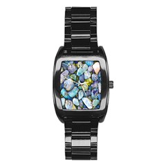 Stones Gems Multi Colored Rocks Stainless Steel Barrel Watch by Bangk1t