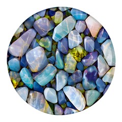 Stones Gems Multi Colored Rocks Round Glass Fridge Magnet (4 Pack)