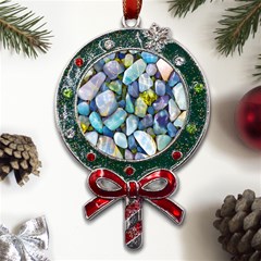 Stones Gems Multi Colored Rocks Metal X mas Lollipop With Crystal Ornament by Bangk1t