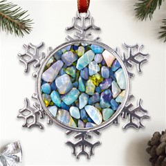 Stones Gems Multi Colored Rocks Metal Large Snowflake Ornament by Bangk1t