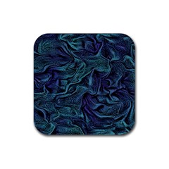 Abstract Blue Wave Texture Patten Rubber Coaster (square) by Bangk1t