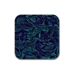 Abstract Blue Wave Texture Patten Rubber Square Coaster (4 Pack) by Bangk1t