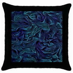 Abstract Blue Wave Texture Patten Throw Pillow Case (black) by Bangk1t