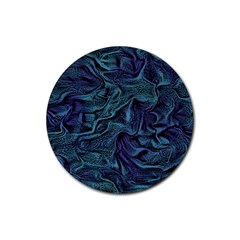 Abstract Blue Wave Texture Patten Rubber Coaster (round) by Bangk1t