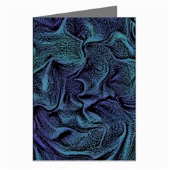 Abstract Blue Wave Texture Patten Greeting Cards (pkg Of 8)