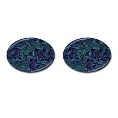 Abstract Blue Wave Texture Patten Cufflinks (oval) by Bangk1t