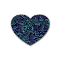 Abstract Blue Wave Texture Patten Rubber Coaster (heart) by Bangk1t