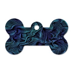 Abstract Blue Wave Texture Patten Dog Tag Bone (two Sides) by Bangk1t