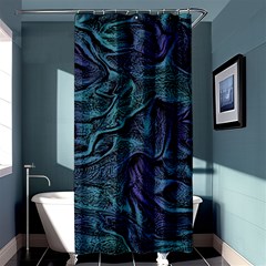 Abstract Blue Wave Texture Patten Shower Curtain 36  X 72  (stall)  by Bangk1t