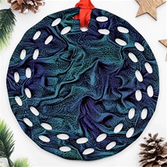 Abstract Blue Wave Texture Patten Ornament (round Filigree) by Bangk1t