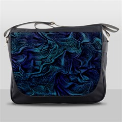 Abstract Blue Wave Texture Patten Messenger Bag by Bangk1t