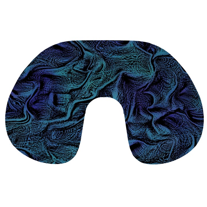 Abstract Blue Wave Texture Patten Travel Neck Pillow