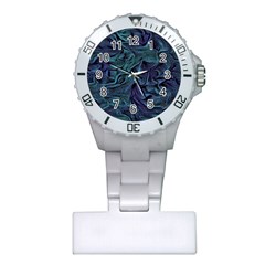 Abstract Blue Wave Texture Patten Plastic Nurses Watch