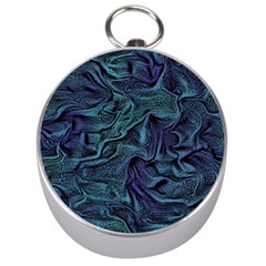 Abstract Blue Wave Texture Patten Silver Compasses