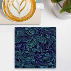 Abstract Blue Wave Texture Patten Uv Print Square Tile Coaster  by Bangk1t