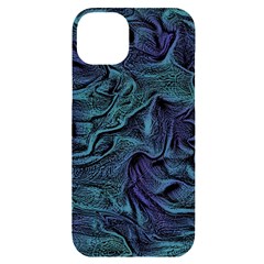 Abstract Blue Wave Texture Patten Iphone 14 Plus Black Uv Print Case