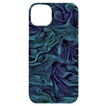 Abstract Blue Wave Texture Patten iPhone 14 Plus Black UV Print Case Front