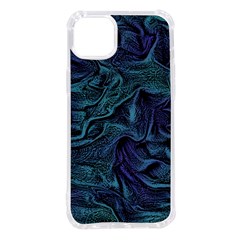 Abstract Blue Wave Texture Patten Iphone 14 Plus Tpu Uv Print Case