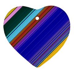 Color Lines Slanting Green Blue Ornament (heart)