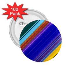 Color Lines Slanting Green Blue 2 25  Buttons (100 Pack) 