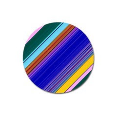 Color Lines Slanting Green Blue Magnet 3  (round) by Bangk1t