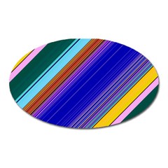 Color Lines Slanting Green Blue Oval Magnet by Bangk1t