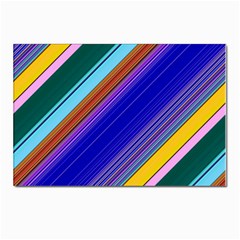 Color Lines Slanting Green Blue Postcards 5  X 7  (pkg Of 10)