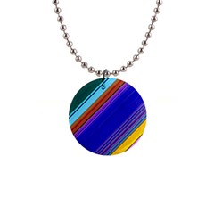 Color Lines Slanting Green Blue 1  Button Necklace by Bangk1t