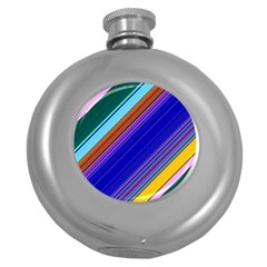 Color Lines Slanting Green Blue Round Hip Flask (5 Oz) by Bangk1t