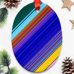 Color Lines Slanting Green Blue Oval Ornament (two Sides) by Bangk1t