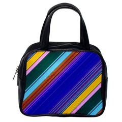 Color Lines Slanting Green Blue Classic Handbag (one Side) by Bangk1t