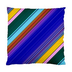 Color Lines Slanting Green Blue Standard Cushion Case (two Sides)