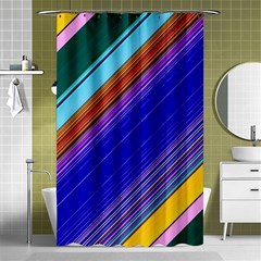 Color Lines Slanting Green Blue Shower Curtain 48  X 72  (small)  by Bangk1t