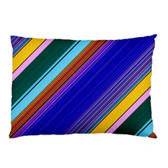 Color Lines Slanting Green Blue Pillow Case (two Sides) by Bangk1t