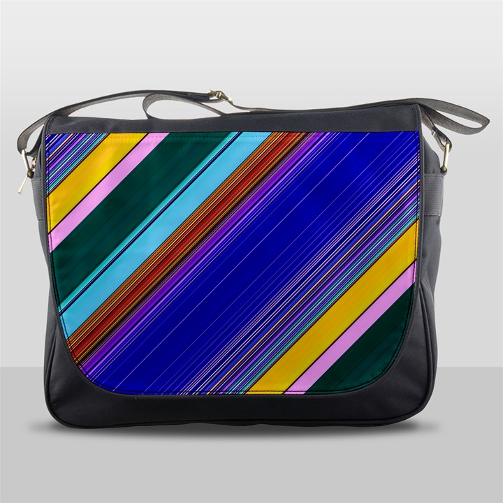 Color Lines Slanting Green Blue Messenger Bag