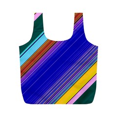 Color Lines Slanting Green Blue Full Print Recycle Bag (m)