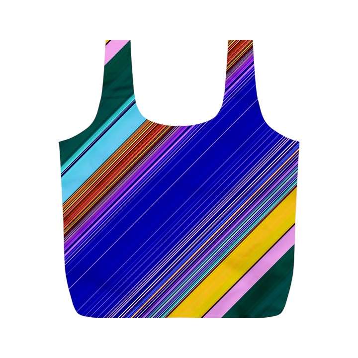 Color Lines Slanting Green Blue Full Print Recycle Bag (M)