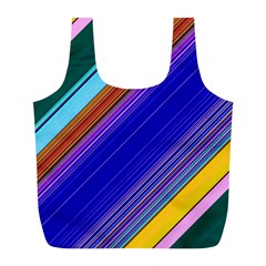 Color Lines Slanting Green Blue Full Print Recycle Bag (l) by Bangk1t