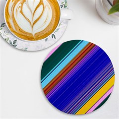 Color Lines Slanting Green Blue Uv Print Round Tile Coaster by Bangk1t